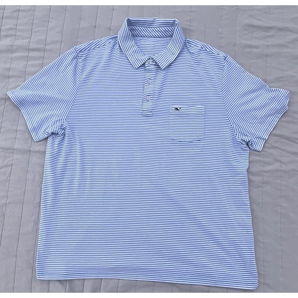 Vineyard Vines Other - Vineyard Vines Shirt Adult MensXL Blue Striped Short Sleeve Edgartown Polo Golf